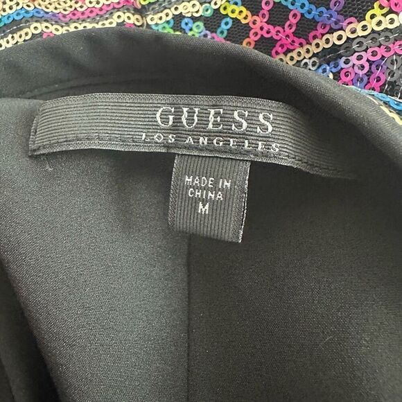 Guess Women's M All Over Sequin Mini Skirt Multicolor Sparkle Rainbow Metallic - Picture 3 of 7